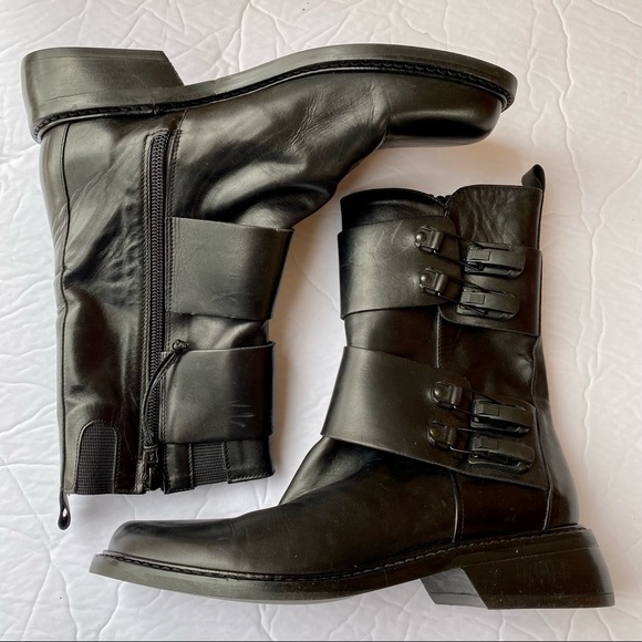 Donald J Pliner Double Buckle/ Hardware Combat Rock Moto  Boots - Picture 2 of 10